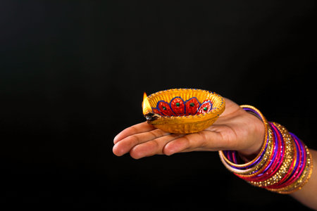 Indian Festival diwali , Lamp in hand