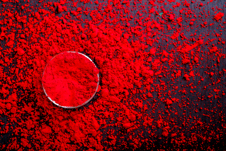 Bowl of colored powder for Holi festivalの写真素材