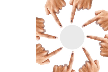 Indian Voter Hand with voting signの写真素材