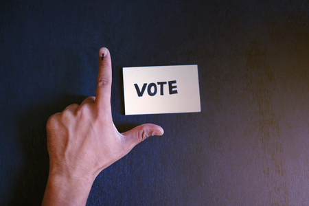 Indian Voter Hand with voting signの写真素材
