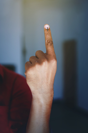 Indian Voter Hand with voting signの写真素材