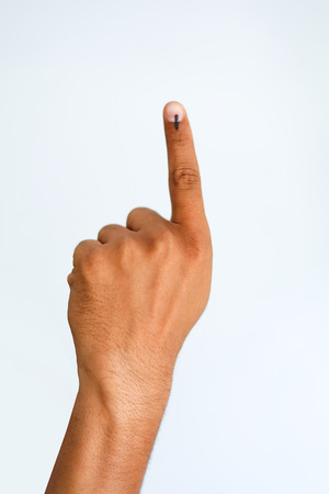 Indian Voter Hand with voting signの写真素材