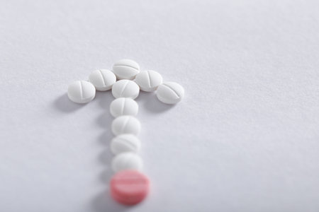 Medicine tablets on white background , Pharmacy theme