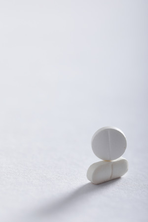 Medicine tablets on white background , Pharmacy themeの写真素材