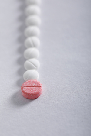 Medicine tablets on white background , Pharmacy themeの写真素材