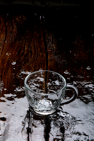 water splash in glass cupの写真素材