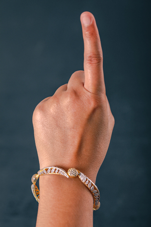 Indian Voter hand with voting sign after casting vote in electionの写真素材