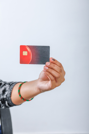 hand showing credit / Debit cardの写真素材