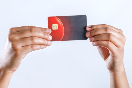 hand showing credit / Debit cardの写真素材