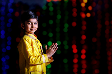 Cute indian Child wearing traditional Wearの写真素材