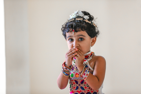 Cute Indian little girl childの写真素材