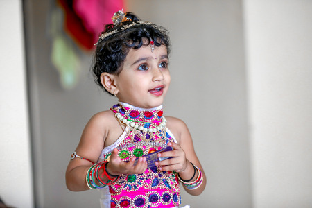 Cute Indian little girl childの写真素材