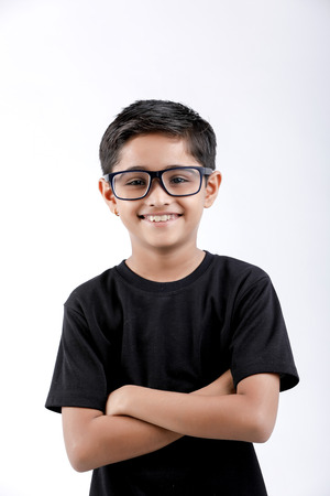 Cute Indian little boy giving multiple expressionの写真素材
