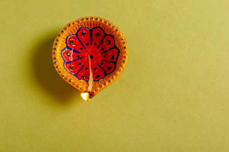 Indian Festival Diwali , Diwali lamp and flower rangoliの写真素材