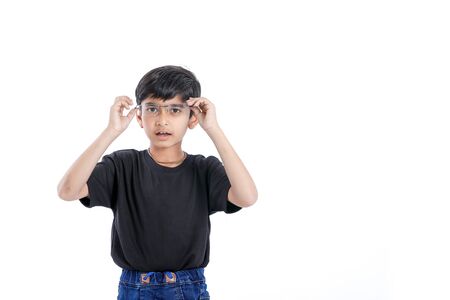 Indian child wear eyeglassの写真素材