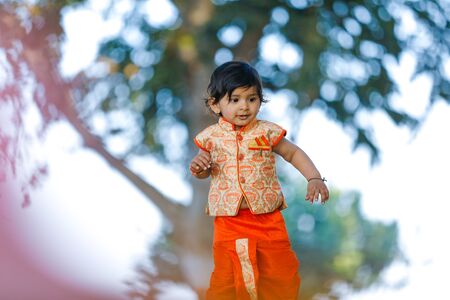 Indian child on traditional Wearの写真素材
