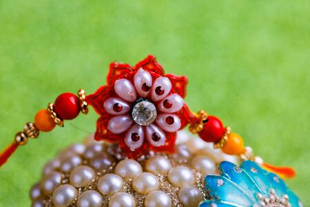 Indian festival Raksha Bandhan , colorful designer Rakhi or Wrist Bandの写真素材