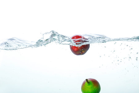 Falling Apple Into Clean Water