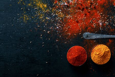 all indian spices , cooking backgroundの写真素材