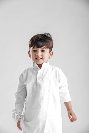 Little Boy in Traditional wear and celebrating Ganesha festivalの写真素材