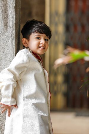 Cute Indian child in traditional Wearの写真素材