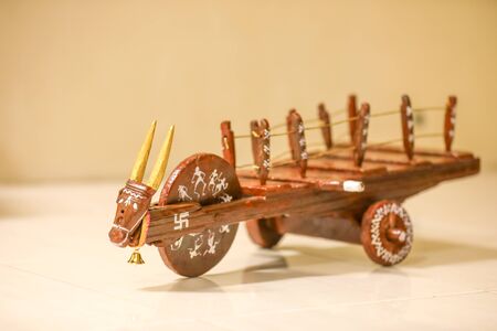 Indian festival Pola, Beautiful little  Bull cart like toyの写真素材