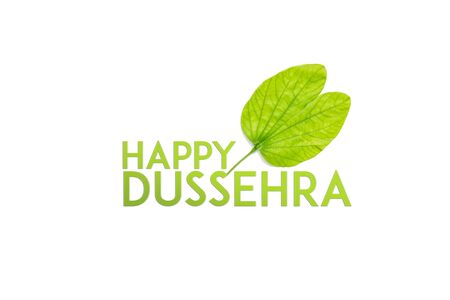 Happy Dussehra greeting card , green leafの写真素材