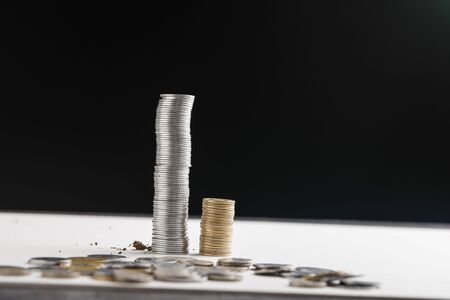 small tree and  Indian coin on white backgroundの写真素材