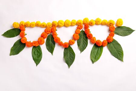 Marigold Flower rangoli Design for Diwali Festival , Indian Festival flower decorationの写真素材