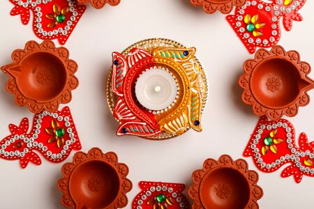 Indian Festival Diwali , Diwali oil Lampの写真素材