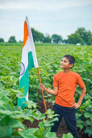 Indian child celebrating Independence or Republic day of India