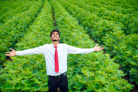 Indian man enjoys in natureの写真素材