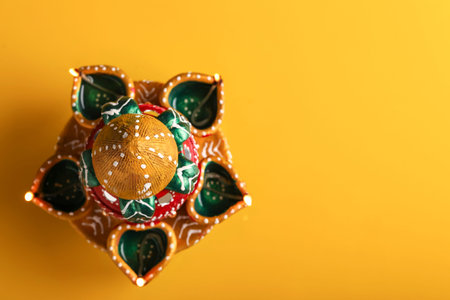 Indian Festival Diwali , Beautiful Clay Oil Lamp for for diwali celebration