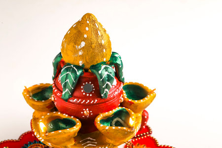 Indian Festival Diwali , Beautiful Clay Oil Lamp for for diwali celebration
