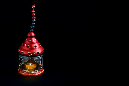 Indian Festival Diwali , Beautiful Clay Oil Lamp for for diwali celebration