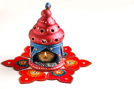 Indian Festival Diwali , Beautiful Clay Oil Lamp for for diwali celebrationの写真素材