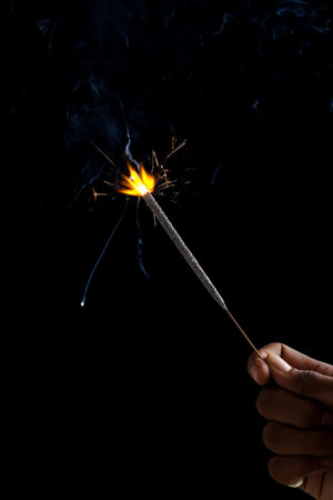 The burning sparklers diwali festival. Celebrating Diwali in india.