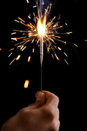 The burning sparklers diwali festival. Celebrating Diwali in india.の写真素材