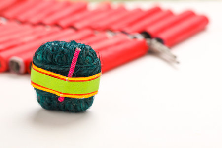 Diwali handmade bomb isolated on white background,