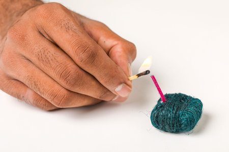 Burning fireworks or firecrackers with hands