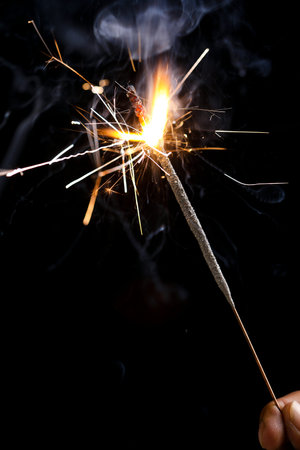 The burning sparklers diwali festival. Celebrating Diwali in india.