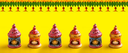Indian Festival Diwali , Beautiful Clay Oil Lamp for for diwali celebration , Festival of lights