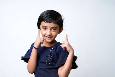 Cute Indian girl child showing expressionの写真素材