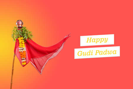 Gudhi Padva is a spring-time festival that marks the traditional new year for Marathi Hindus. It is celebrated in and near Maharashtra on the first dayの写真素材