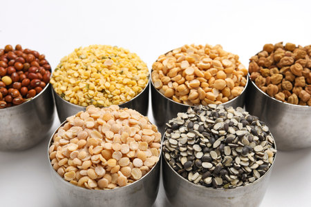 Indian Beans and Pulses in bowl on white background