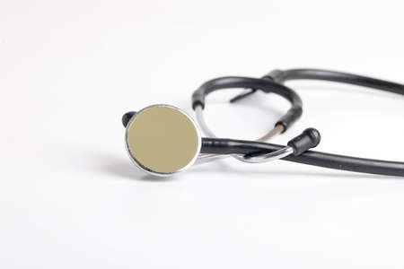 Black stethoscope on whiteの写真素材