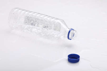 Plastic water bottle isolated on whiteの写真素材