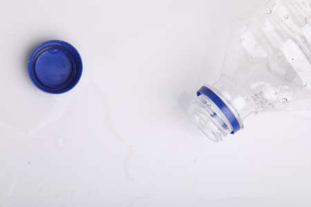 Plastic water bottle isolated on whiteの写真素材
