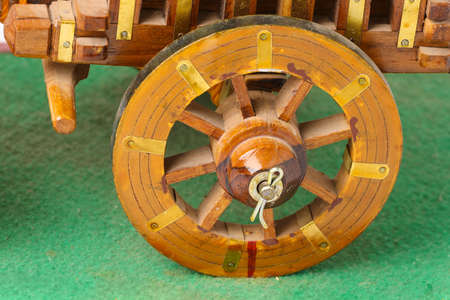 Hand made Wooden bullock cart wheelの写真素材