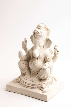 Statue of Lord Ganesha without color on whiteの写真素材